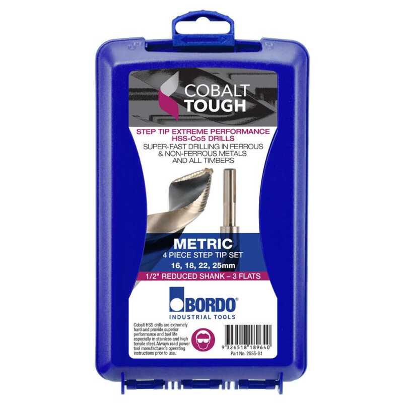 BORDO 4pc 1/2'' Step Tip Drill Set - Metric