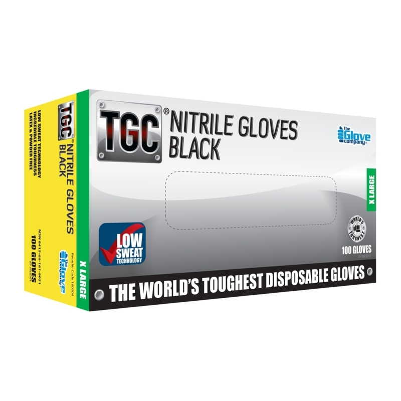 TGC Black Nitrile Disposable Gloves - X-Large