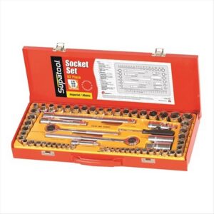 SUPATOOL 62Pc 1/4,3/8,1/2 Socket Set Tin