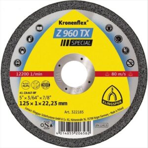 KLINGSPOR Cut Off Wheel (Z960TX) Flat Hard Grit 115 X 1 X 22mm