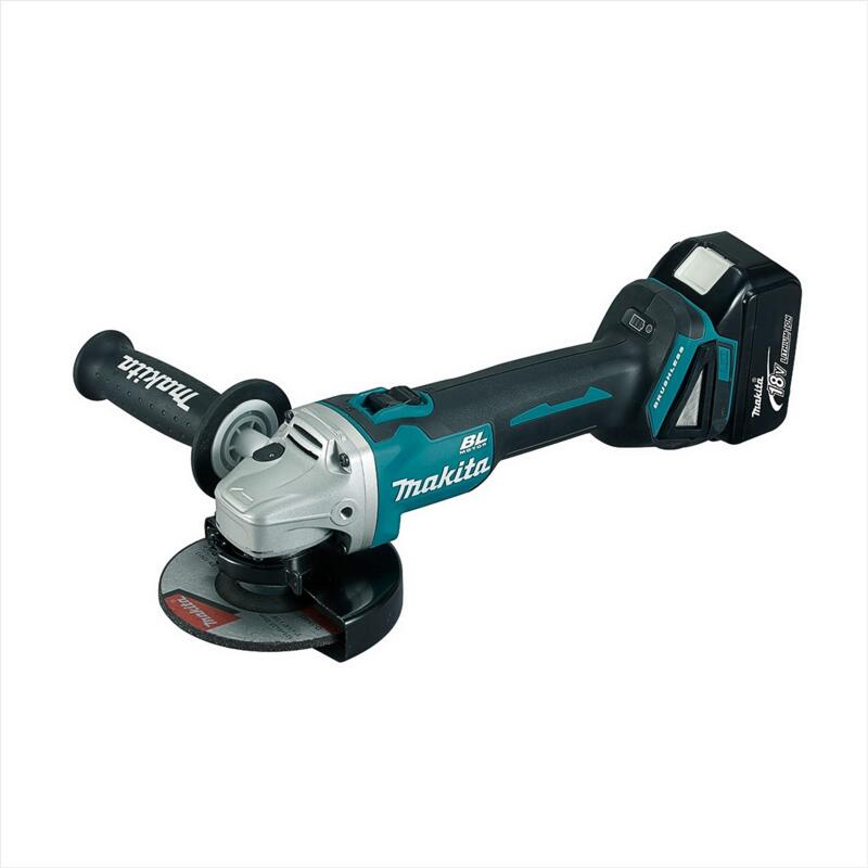 MAKITA 18V Brushless 125mm Slide Switch Brake Angle Grinder Kit - Includes 2 X 5.0Ah Batteries, Rapid Charger & Carry Case