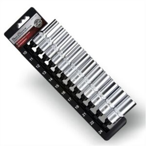ONE ELEVEN 12Pc 1/2" Drive Metric One Eleven Deep Sockets On Rail