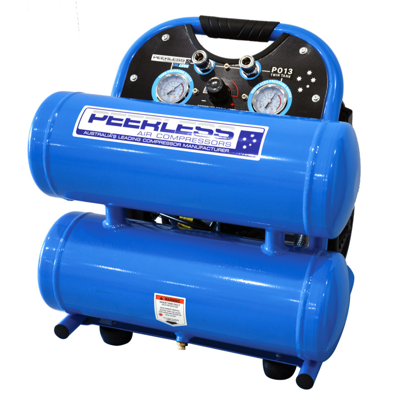 PEERLESS PRODUCTS Twin Tank Single Phase Air Compressor 2HP Oil-Less Motor Direct Drive 175LPM @ 100PSI - Image 3