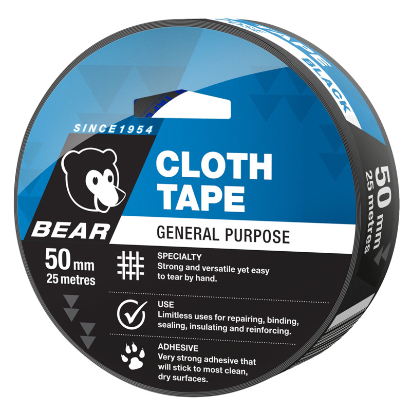 NORTON Cloth Tape 50mmx25M Black - Image 3