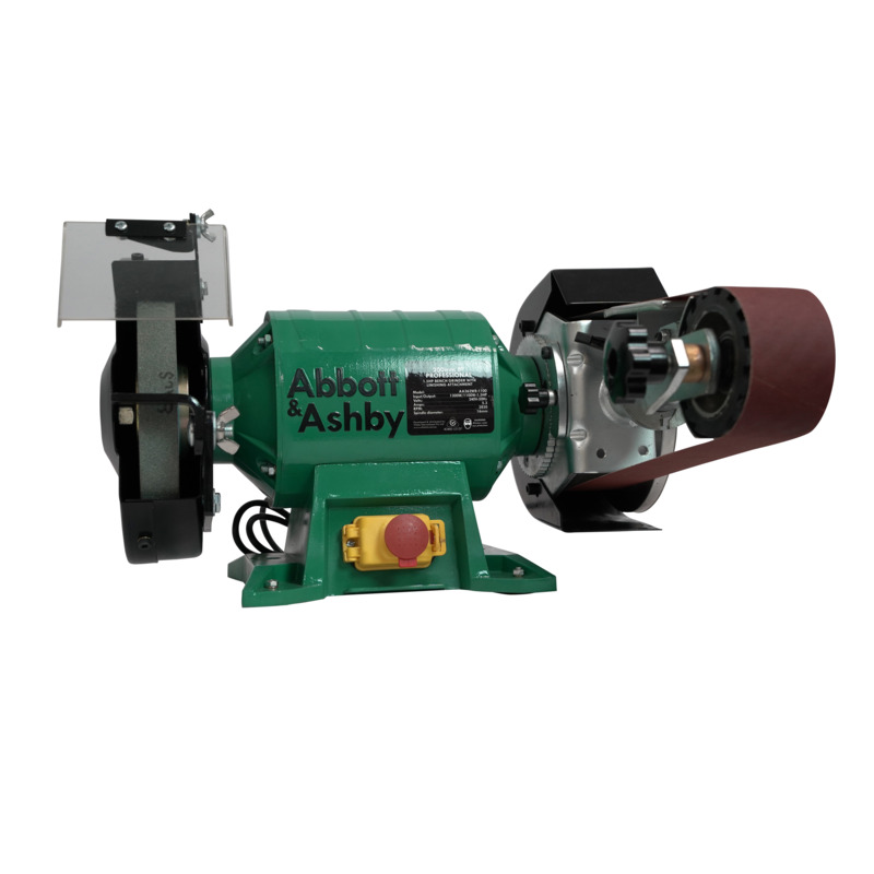 ABBOTT & ASHBY 1100W 200mm (8") Professional Bench Grinder With Linishing Attachment