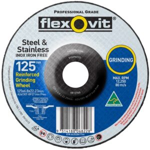 FLEXOVIT 125X6.8X22.2mm A24/30T Iron Free Depressed Centre Grinding Wheel