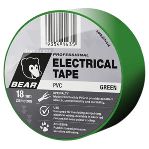 BEAR 18mm X 20m Insulation Electrical Tape 504 - Green