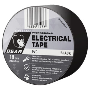 BEAR 18mm X 20m Insulation Electrical Tape 504 - Black