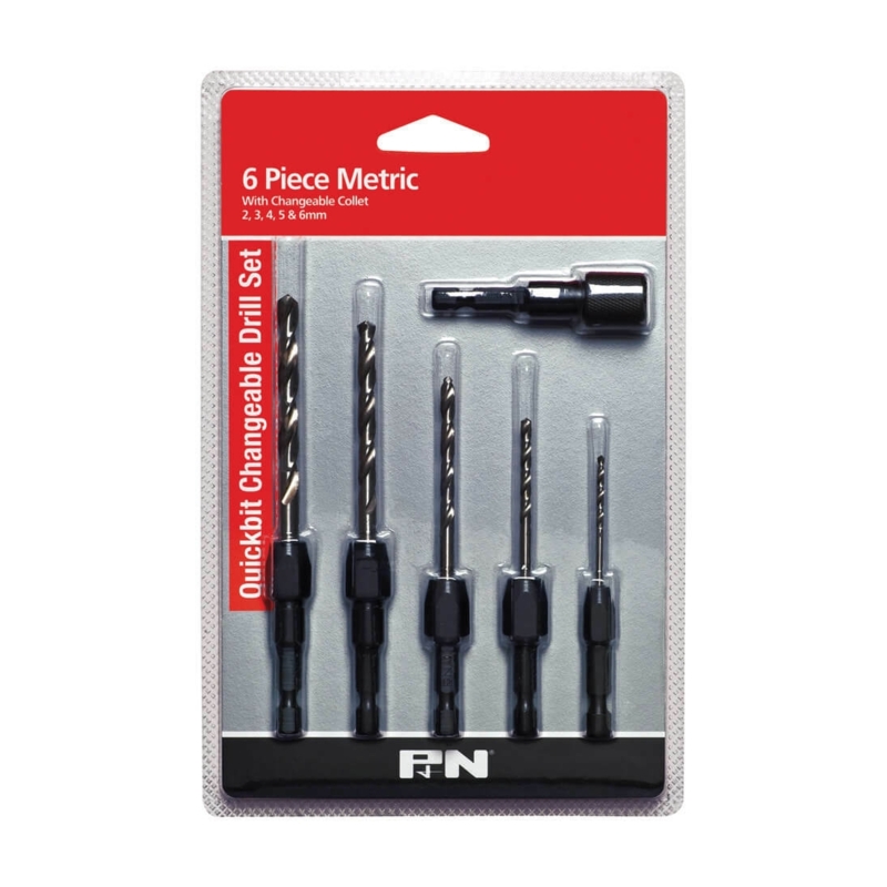 P&N Quickbit Quickchange Drill Set 6Pce 5/16" - 1/4" X 1/4" Shank