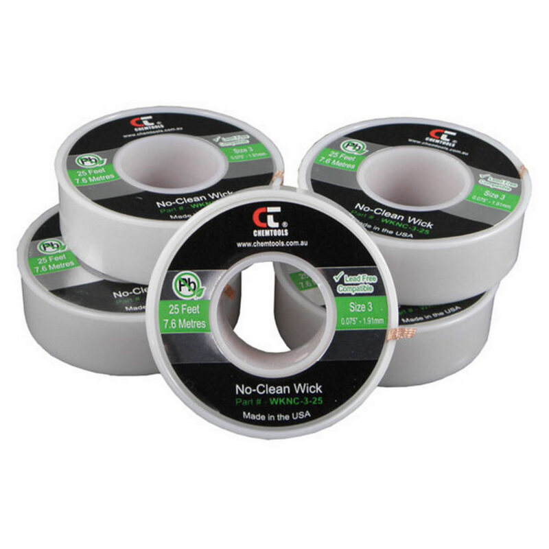 CHEMTOOLS Solder Wick/Braid No Clean 2.15 Mm - Green 25 Feet