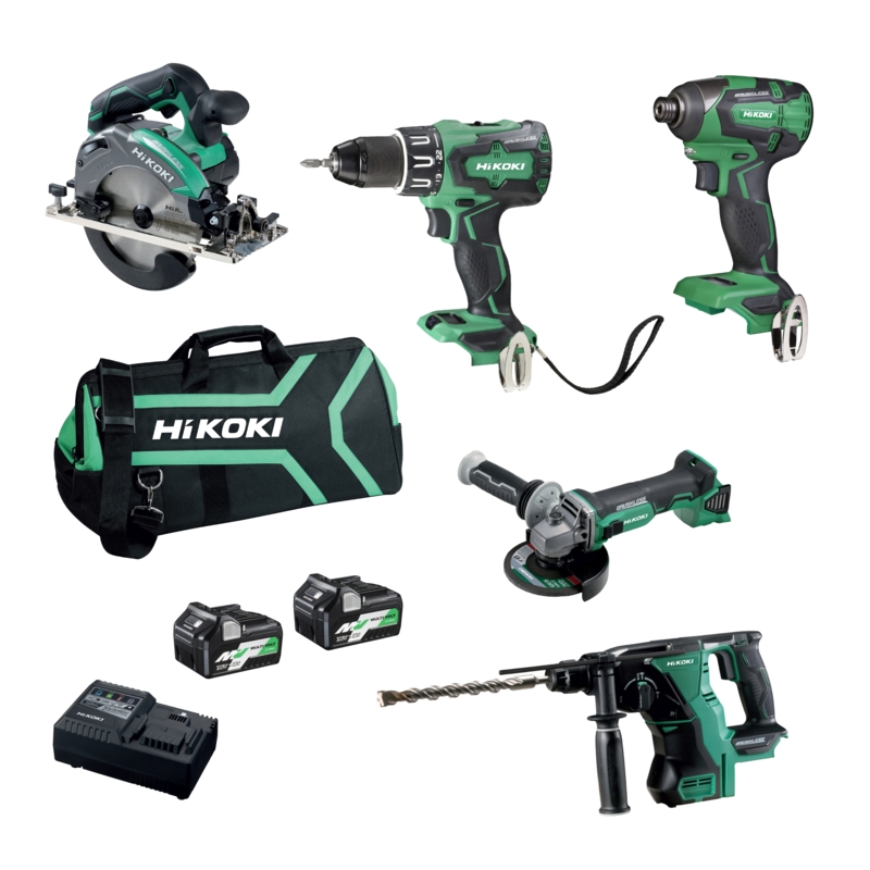 HIKOKI 18V 5.0Ah/2.5Ah Li-Ion Cordless Brushless MultiVolt 5pce Combo Kit