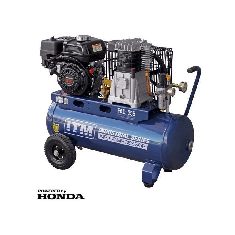 ITM Air Compressor, Belt Drive, Petrol 5.5Hp Honda 60Ltr Fad 355L/Min