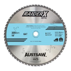 AUSTSAW Raiderx Metal Blade 355mm x 25.4 x 64T