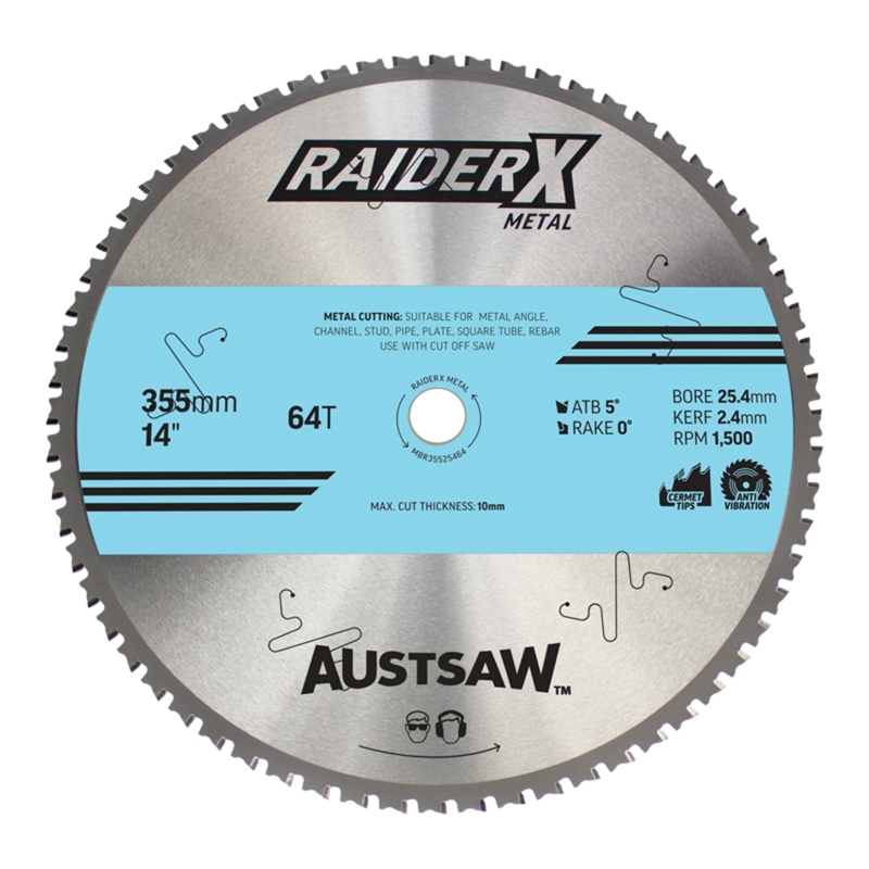 AUSTSAW Raiderx Metal Blade 355mm x 25.4 x 64T