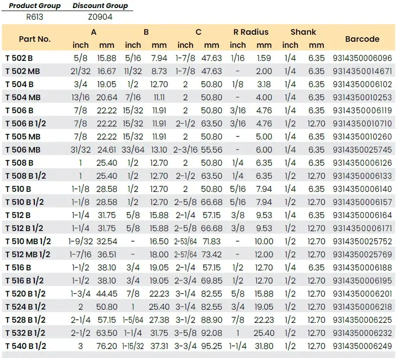 T528B 1/2 Rounding Over Router Bit with Ball Bearing Guide Carbitool - Image 4