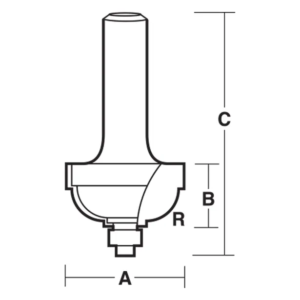 TC716B 1/2 Classical Cove Router Bit Carbitool - Image 2