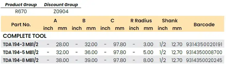 Carbitool Double Edge Radius Router Bit 5mm Radius TDA194-5MB 1/2 - Image 4