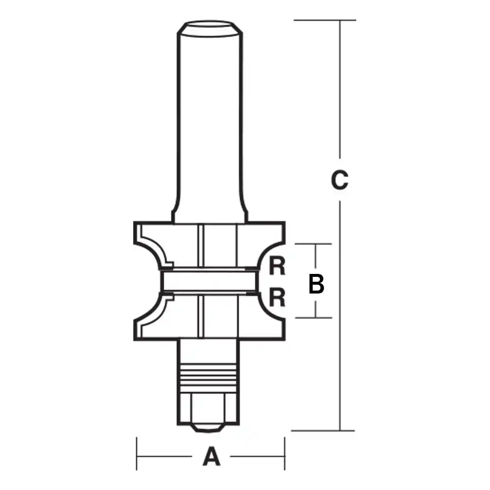 Carbitool Double Edge Radius Router Bit 5mm Radius TDA194-5MB 1/2 - Image 2