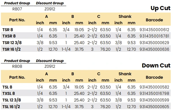 TSL12 3/8 Down Cut Spiral Router Bit 3/8" Carbitool - Image 3