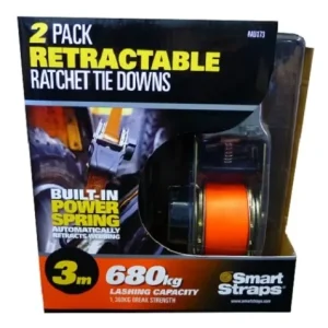 173RTD Retractable Ratchet Tie Down 3m 680kg 2 Pack SmartStraps