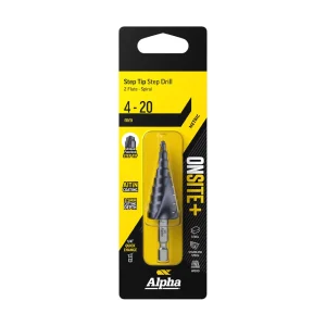 Alpha Onsite+ Step Tip Step Drill — 4–20mm Quick-Release ¼″ Hex Shank 9STQRM4-20SD