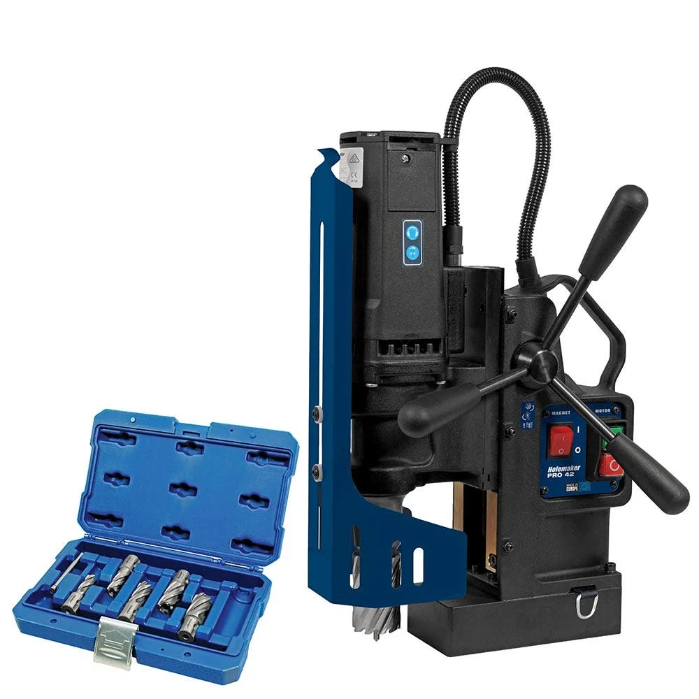 HMPRO42K1 Magnetic Base Drilling Machine 42mm Capacity with Bonus Cutters Holemaker