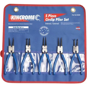 Kincrome Circlip Plier Set 5 Piece — Internal, External & Flag Tip K4040