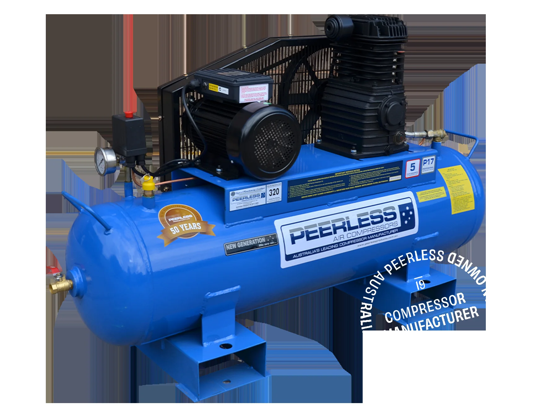 P17 Belt Drive Air Compressor 320LPM 3.5HP Peerless - Image 2
