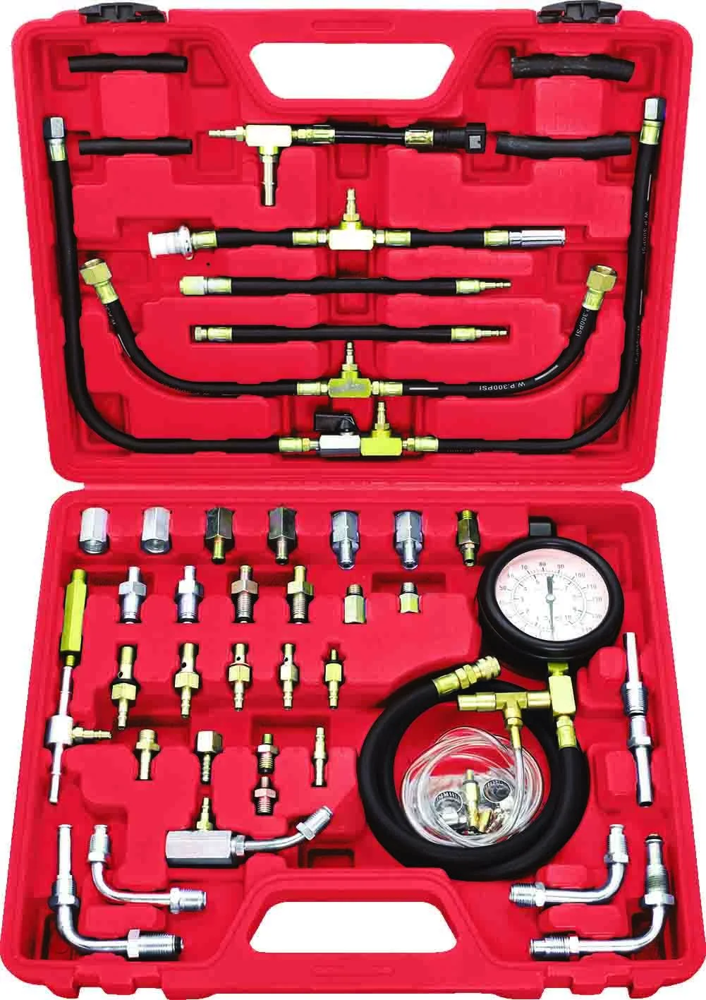 PT60101 46-Piece EFI Fuel Injection Pressure Tester Master Kit 140 PSI PK Tool