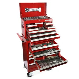 Sidchrome 250 Piece Metric & A/F Tool Kit Roll Cab + Top Chest SCMT11400