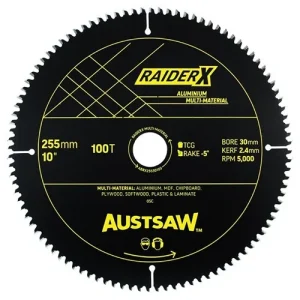 Austsaw Extreme Aluminium Circular Saw Blade 255mm 100T 30mm Bore ABRX25530100