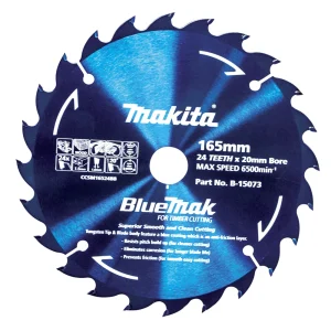 Makita Standard Wood Circular Saw Blade 165mm 24T 20mm Bore B-15073