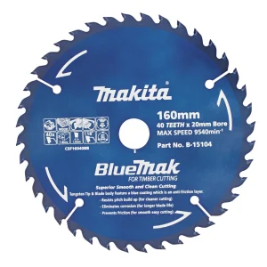 Makita Standard Wood Circular Saw Blade 160mm 40T 20mm Bore B-15104