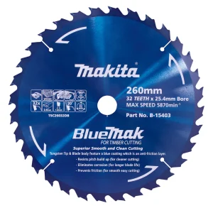 Makita Standard Wood Circular Saw Blade 260mm 32T 25.4mm Bore B-15403