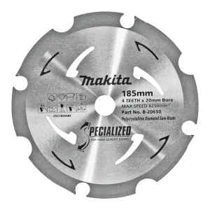 Makita PCD Fibre Cement Circular Saw Blade 185mm 4T 20mm Bore B-20650