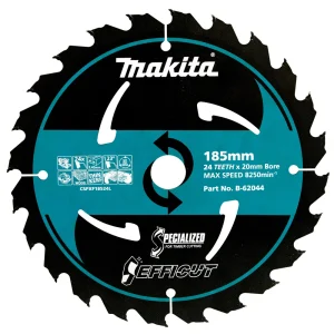 Makita Efficut Wood Circular Saw Blade 185mm 24T 20mm Bore B-62044
