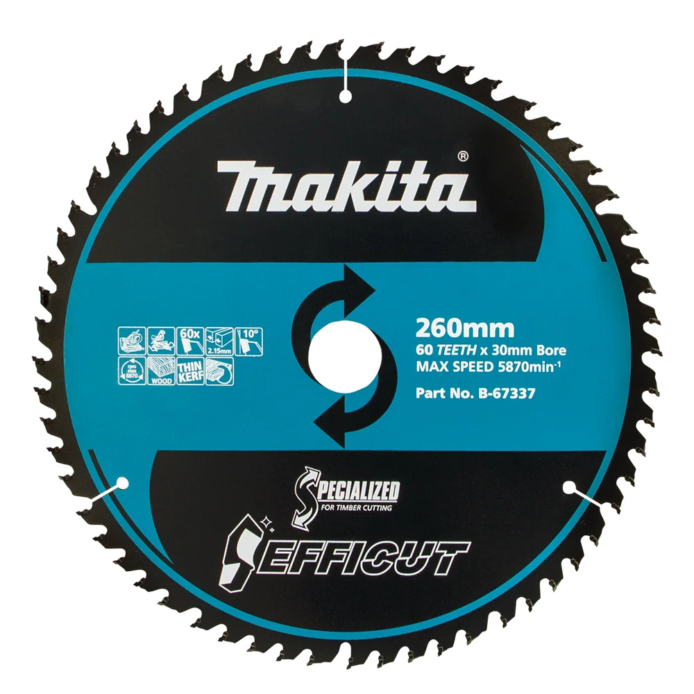 Makita Efficut Wood Circular Saw Blade 260mm 60T 30mm Bore B-67337