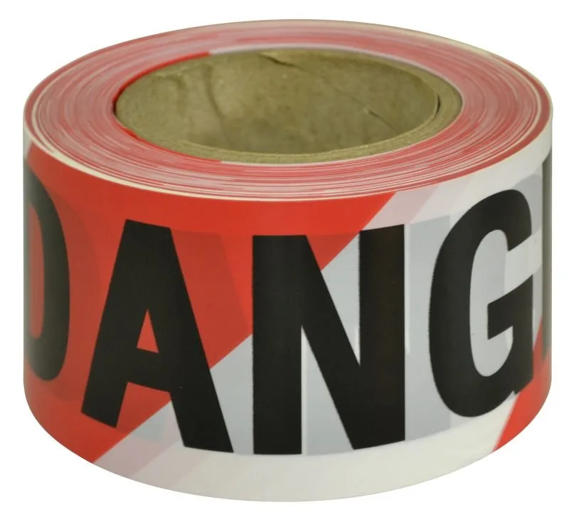 Maxisafe Barricade Tape Danger Black on Red/White 100m x 75mm BTD711