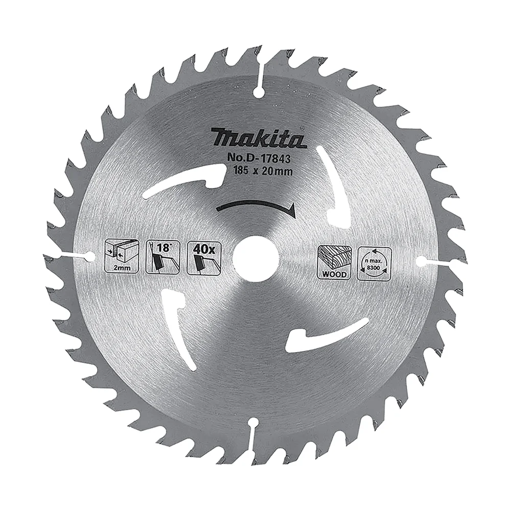Makita Standard Wood Circular Saw Blade 185mm 40T 20mm Bore D-17843