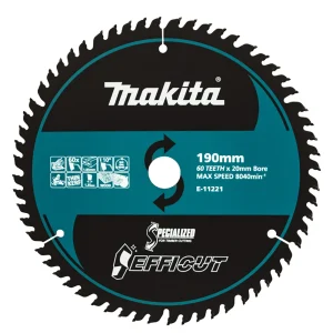 Makita Efficut Wood Circular Saw Blade 190mm 60T 20mm Bore E-11221