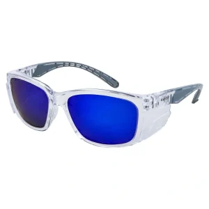 Maxisafe Rayzr Safety Glasses Clear Frame Blue Mirror Lens ERZ360