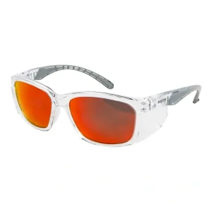 Maxisafe Rayzr Safety Glasses Clear Frame Red Mirror Lens ERZ385