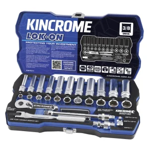 Kincrome LOK-ON Socket Set 28pc 3/8" Drive Metric K27011