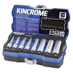 Kincrome LOK-ON Socket Set 8pc 1/4" Drive Metric Deep K27050