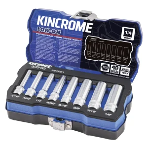 Kincrome LOK-ON Socket Set 8pc 1/4" Drive Imperial Deep K27051