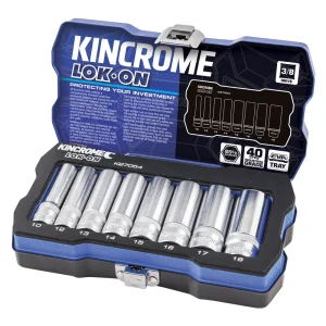Kincrome LOK-ON Socket Set 8pc 3/8" Drive Metric Deep K27054