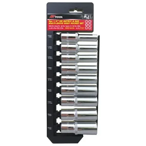 PK Tool Deep Socket Set 9pc 1/2" Drive Metric & SAE PT10311