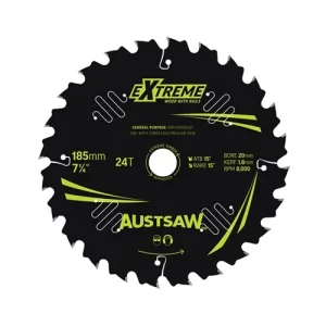 Austsaw Extreme Wood with Nails Circular Saw Blade 185mm 24T 20mm Bore TBPP1852024