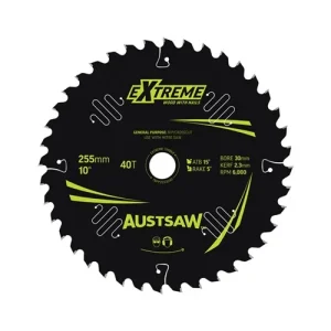 Austsaw Extreme Wood with Nails Circular Saw Blade 255mm 40T 30mm Bore TBPP2553040