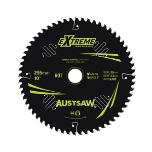 Austsaw Extreme Wood with Nails Circular Saw Blade 255mm 60T 30mm Bore TBPP2553060
